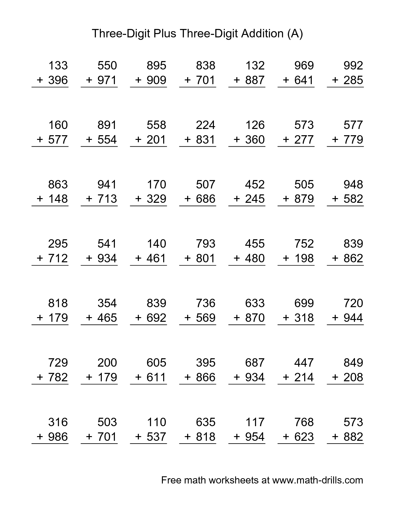 20 Addition Worksheets 3Rd Grade Regrouping