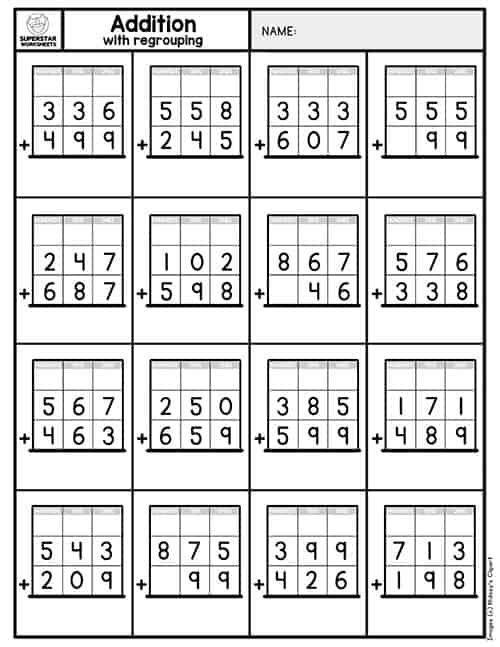 20 Addition Worksheets 3Rd Grade Regrouping