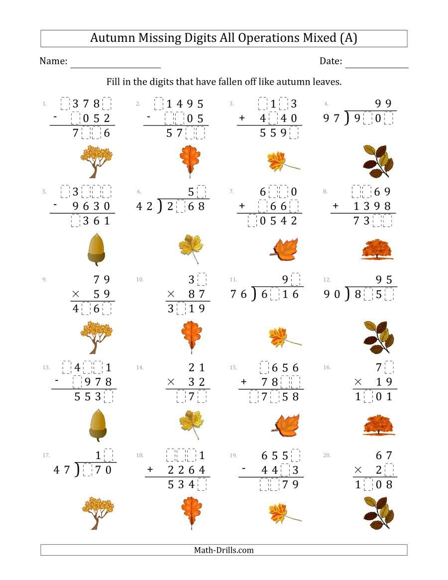 20 Autumn Math Worksheets For Kids