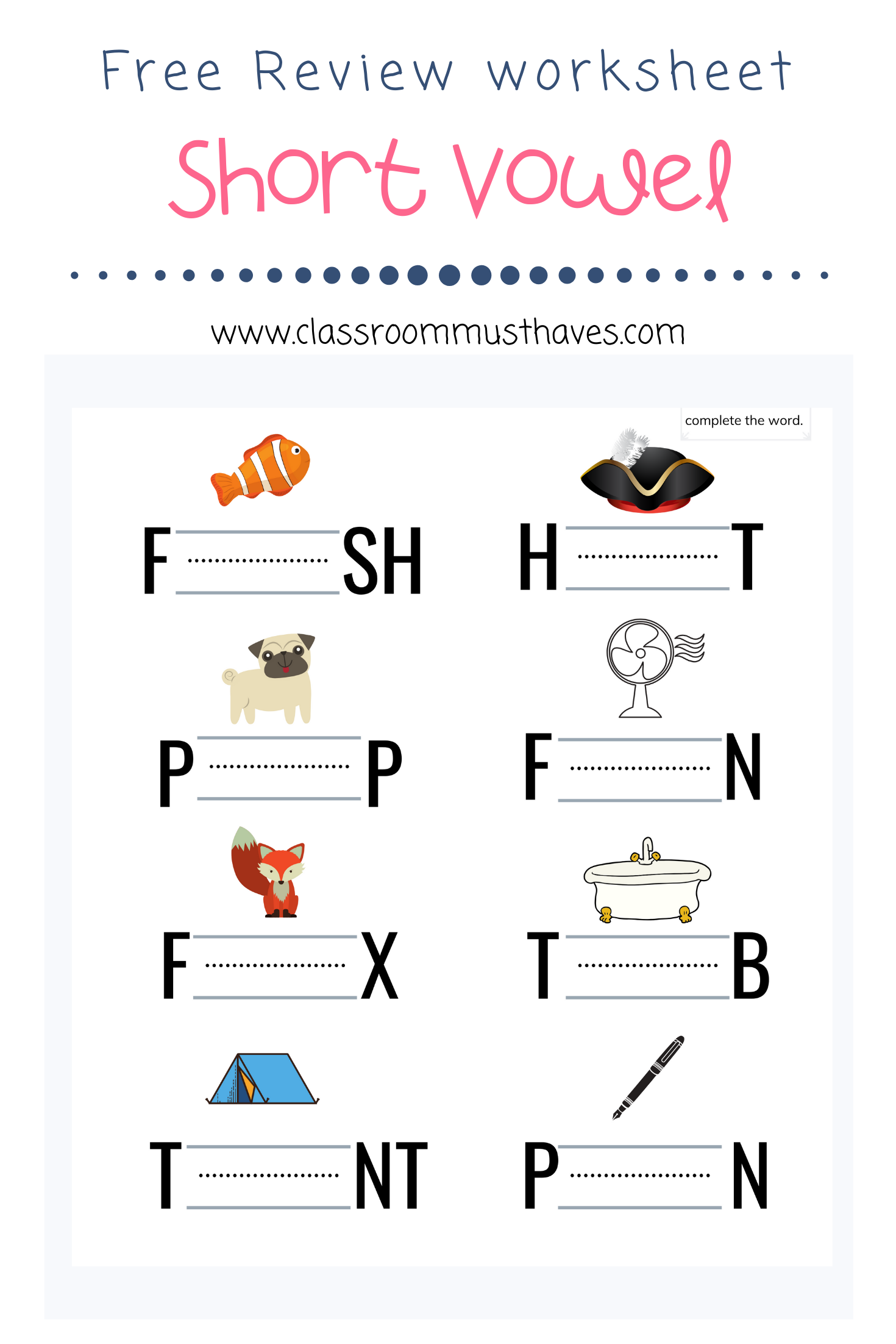 20 English Worksheets For Kindergarten Vowels