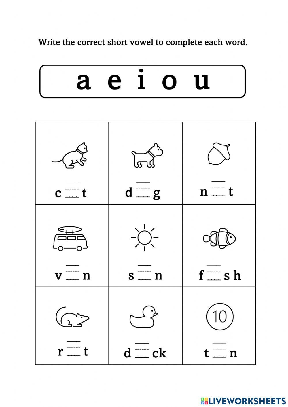 20 English Worksheets For Kindergarten Vowels