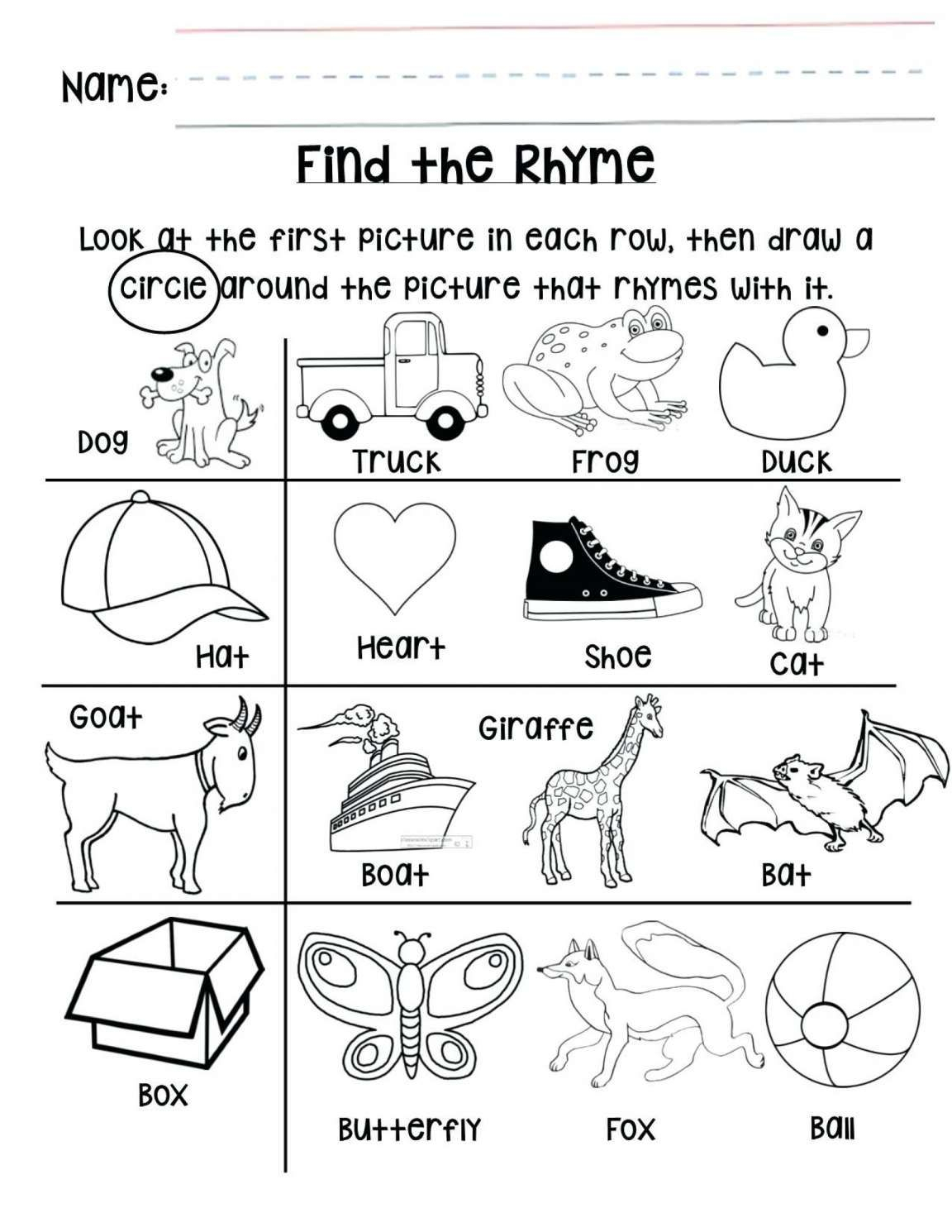 20 Kindergarten Rhyming Worksheets Free Printables