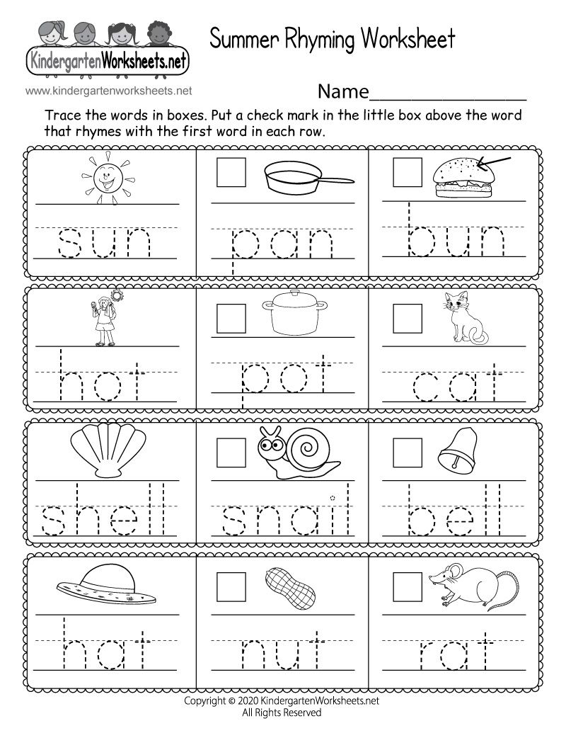 20 Kindergarten Rhyming Worksheets Free Printables