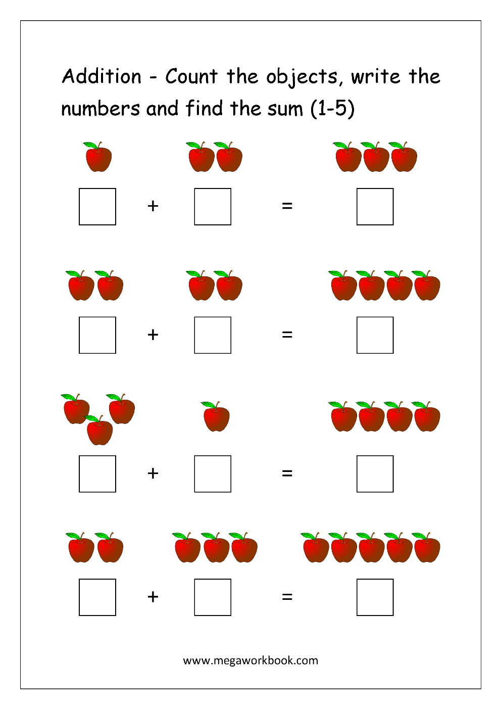 20 Maths Addition Worksheets Kindergarten Free