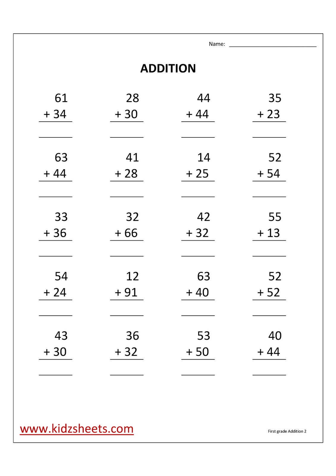 20 Worksheets Of Addition For Kids