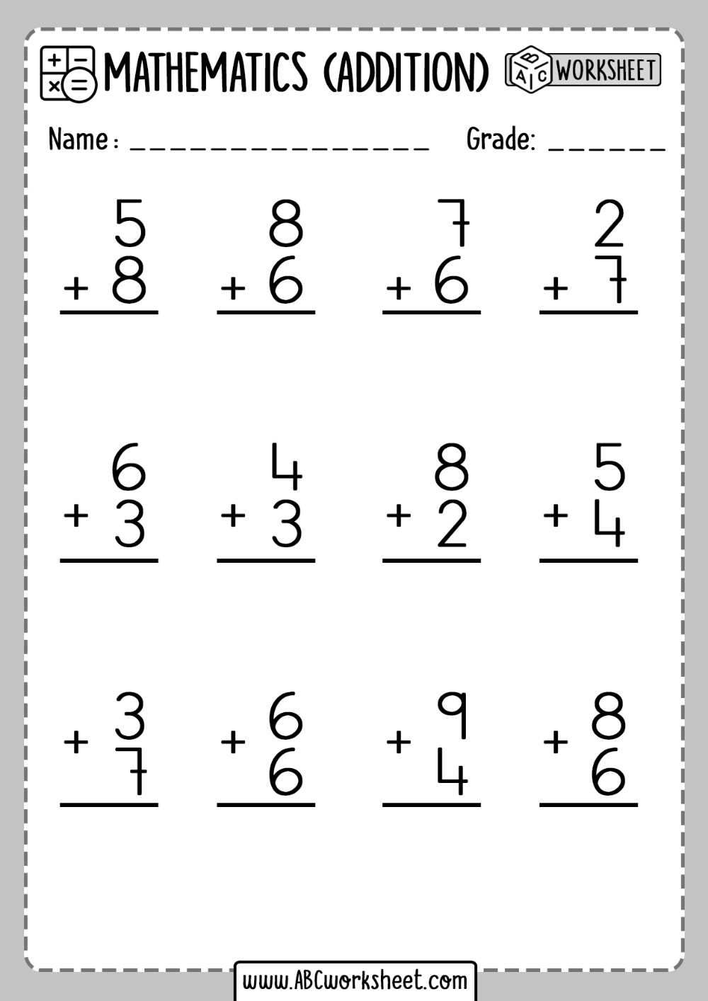 20 Worksheets Of Addition For Kids