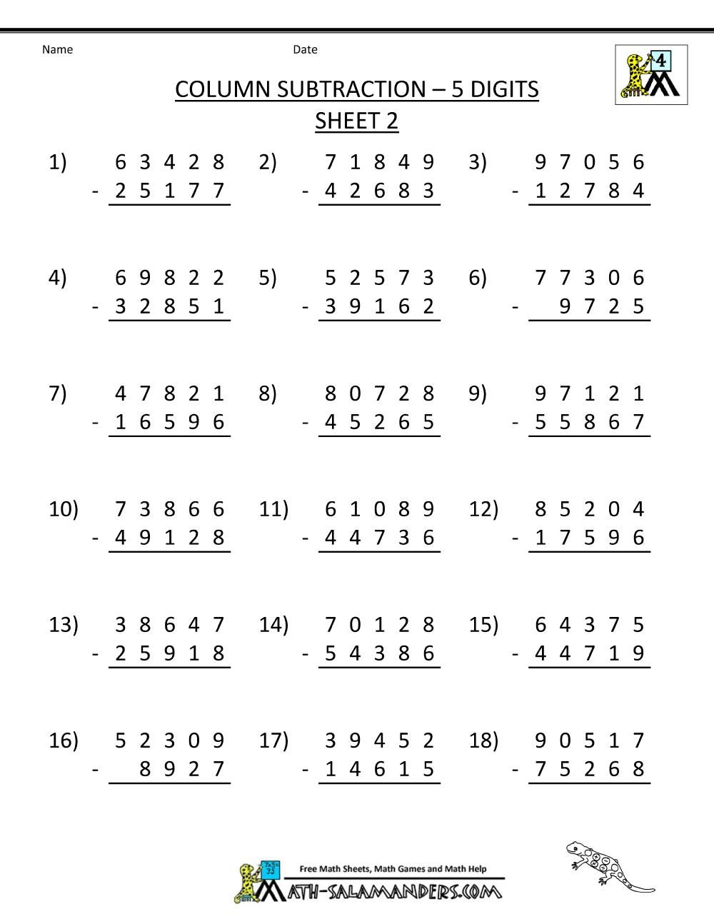 20 Year 4 Worksheets Math