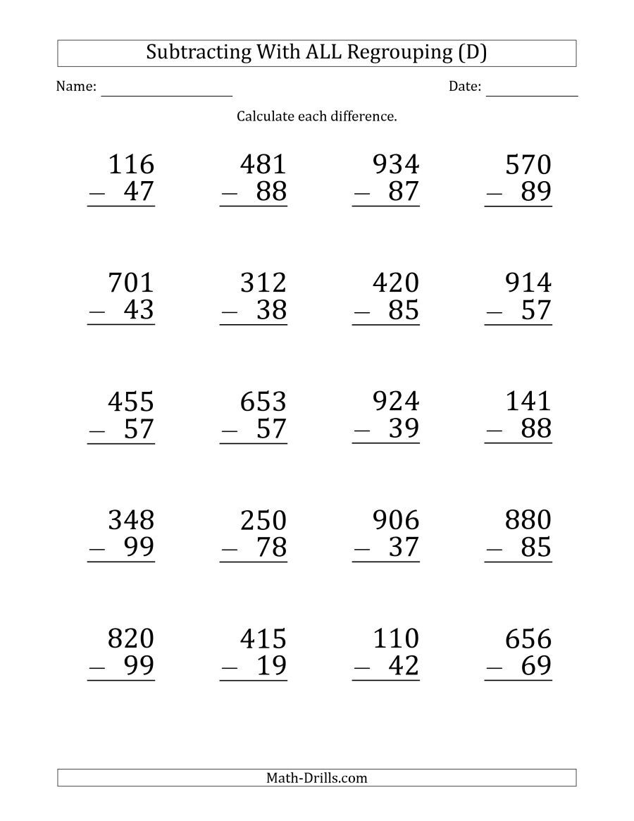 30 Addition Worksheets 3Rd Grade Regrouping