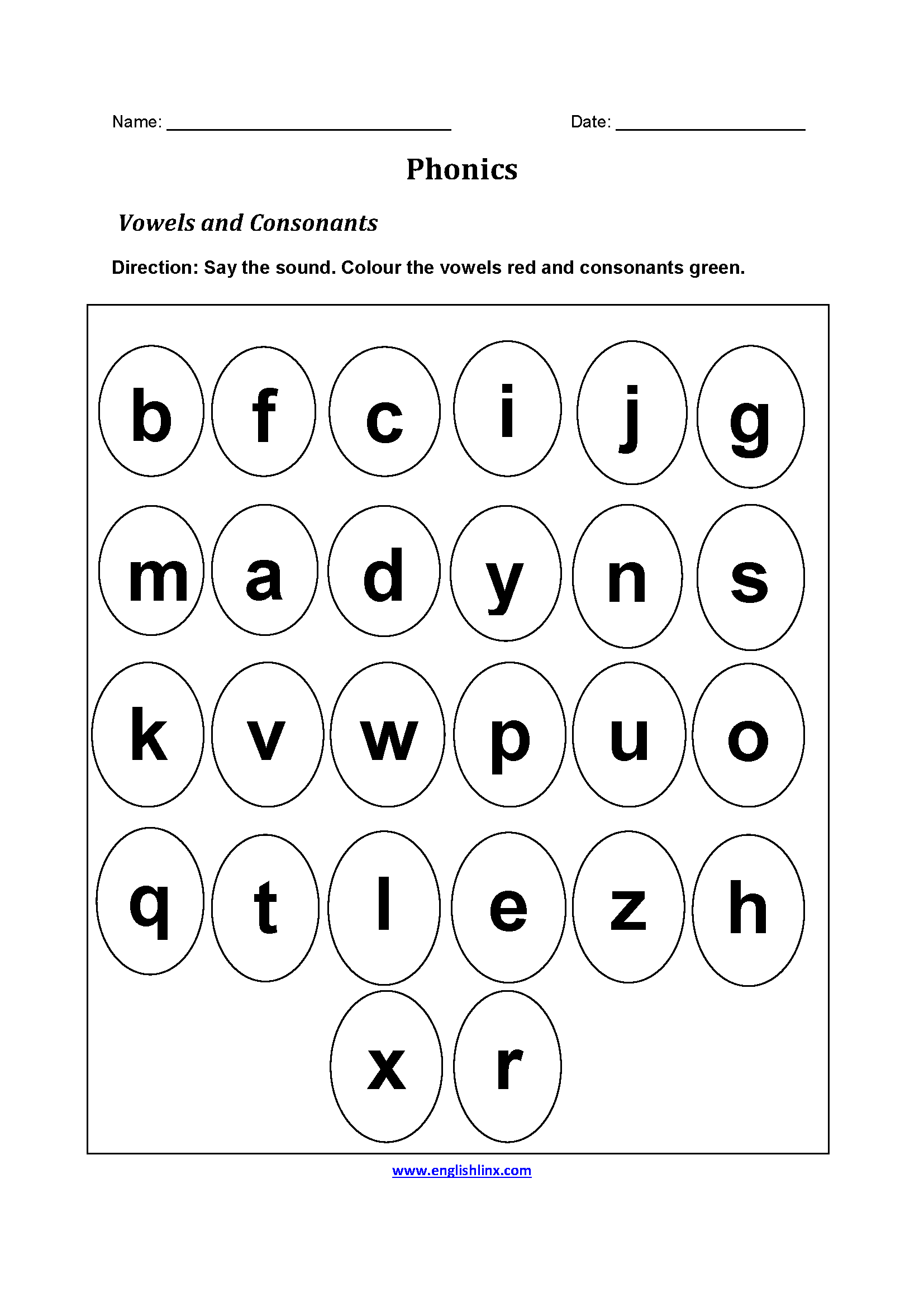 30 English Worksheets For Kindergarten Vowels