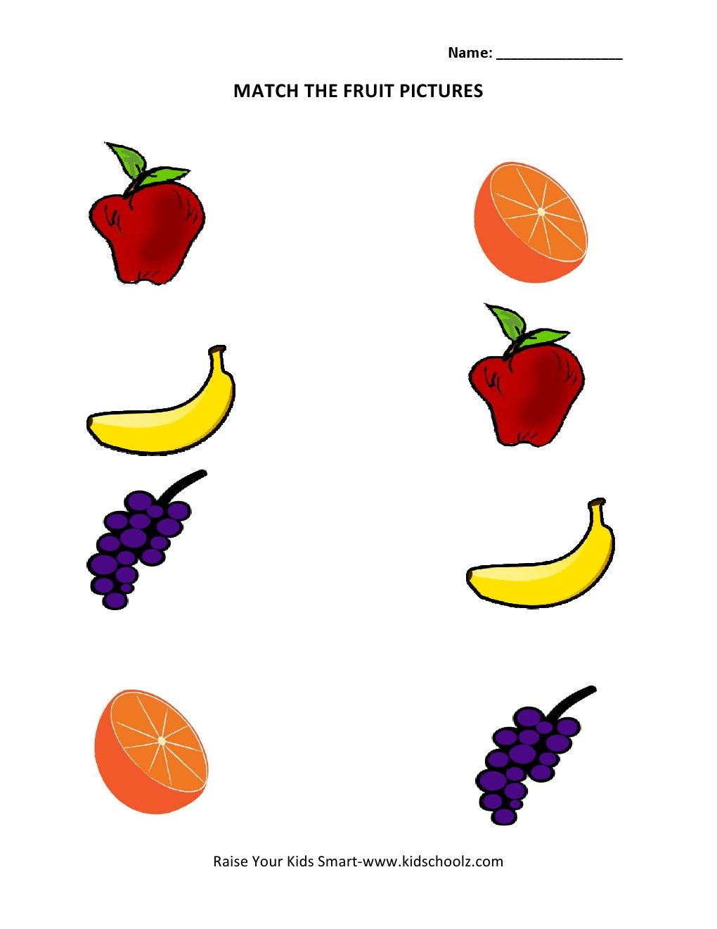 30 Fruits And Vegetables Worksheets For Kids Kindergarten