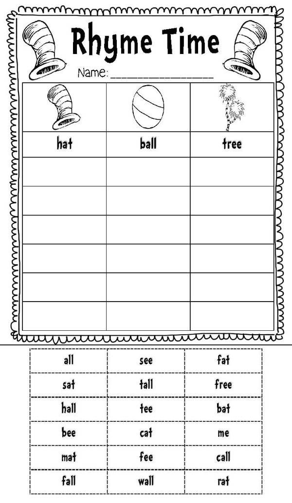 30 Kindergarten Rhyming Worksheets Free Printables