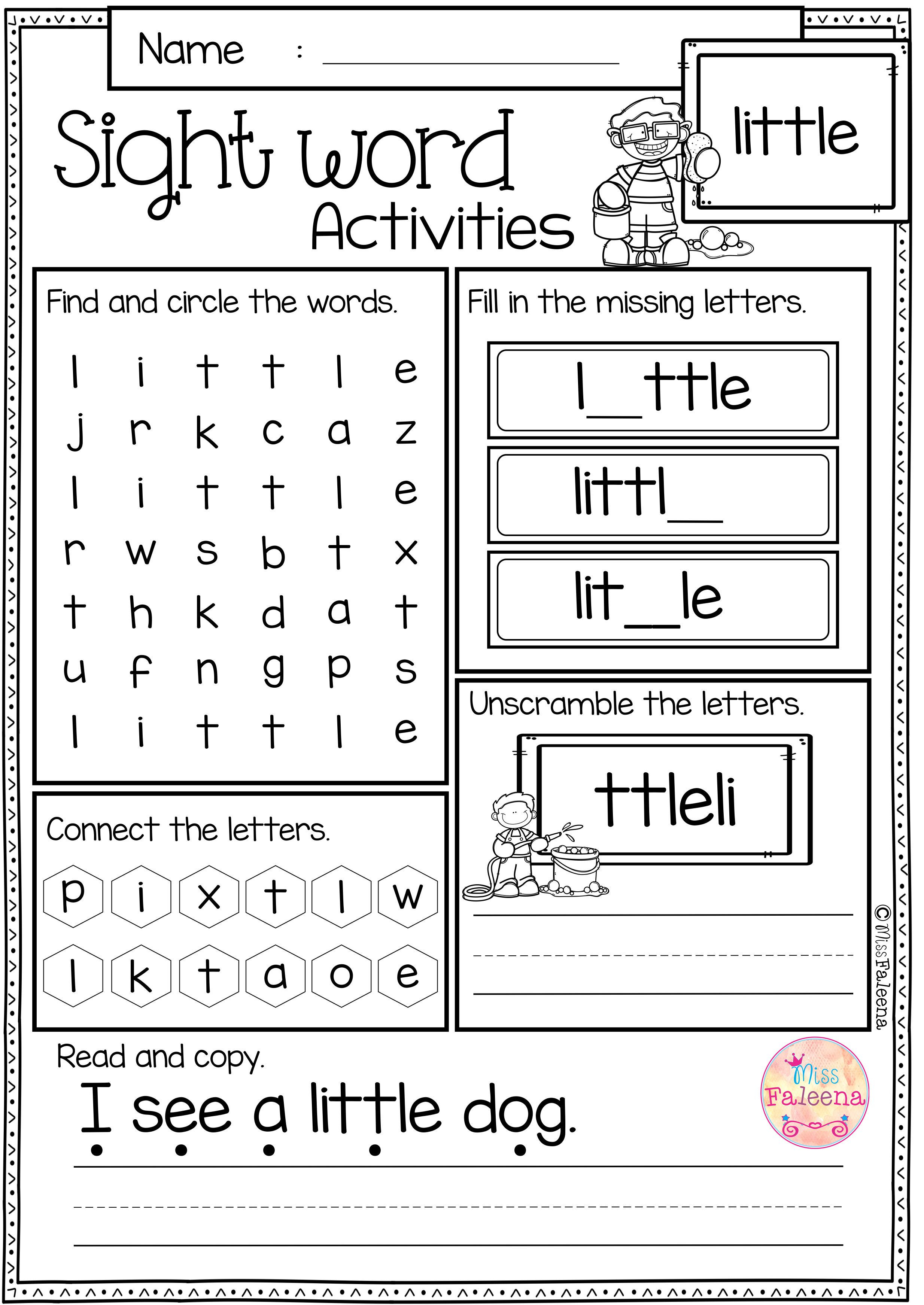 30 Kindergarten Worksheets Free Printables Sight Words Preschool