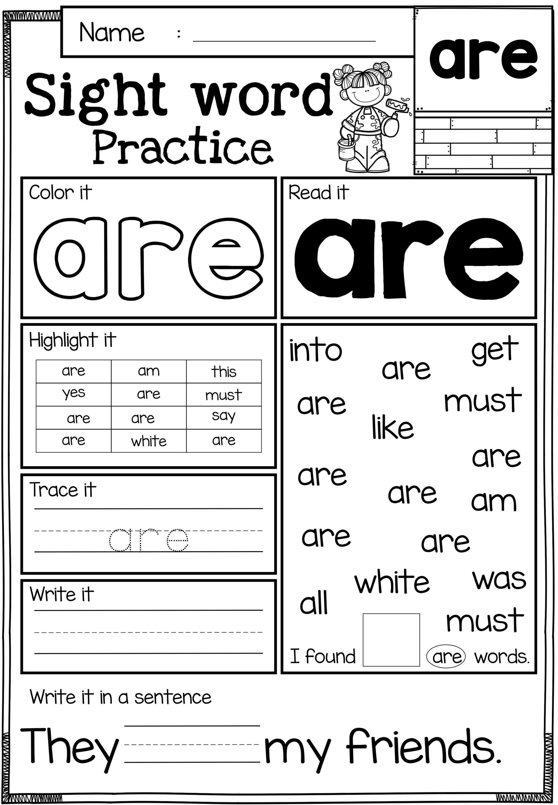 30 Kindergarten Worksheets Free Printables Sight Words Preschool