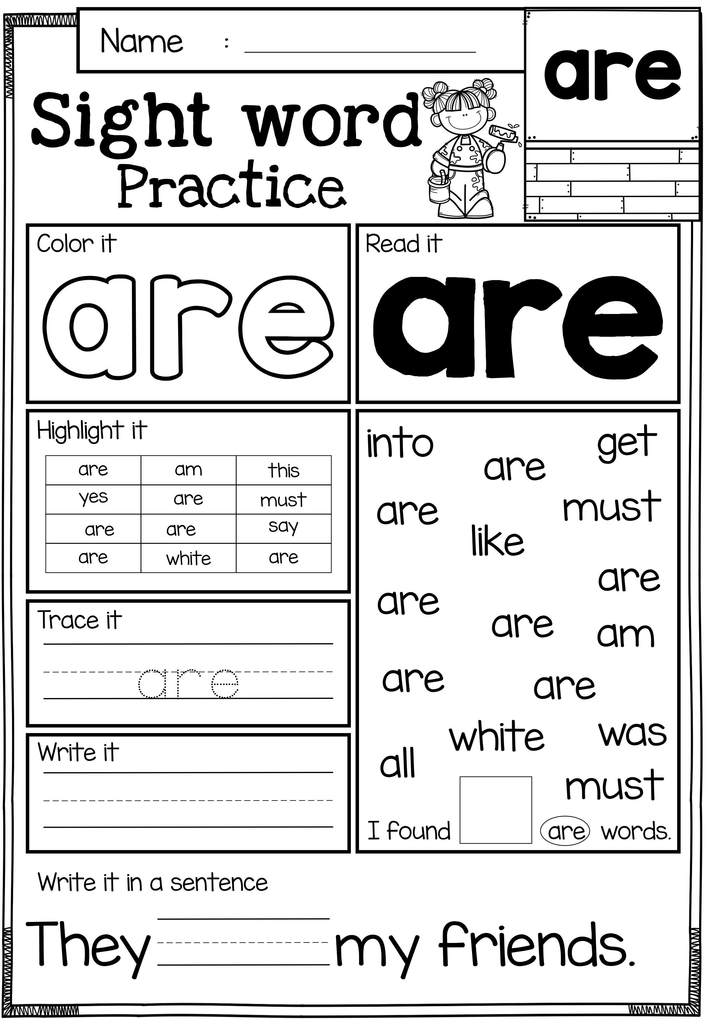 30 Kindergarten Worksheets Free Printables Sight Words Preschool