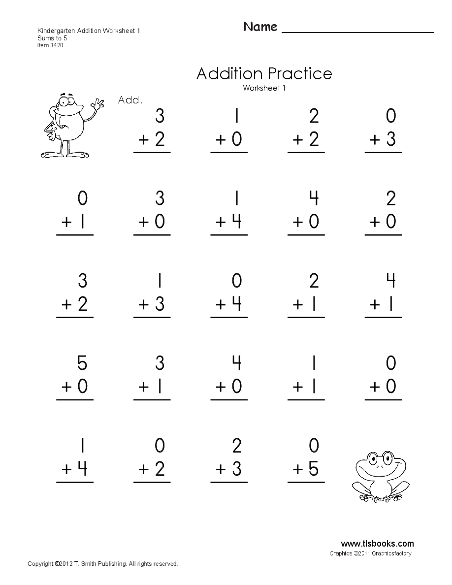 30 Maths Addition Worksheets Kindergarten Free