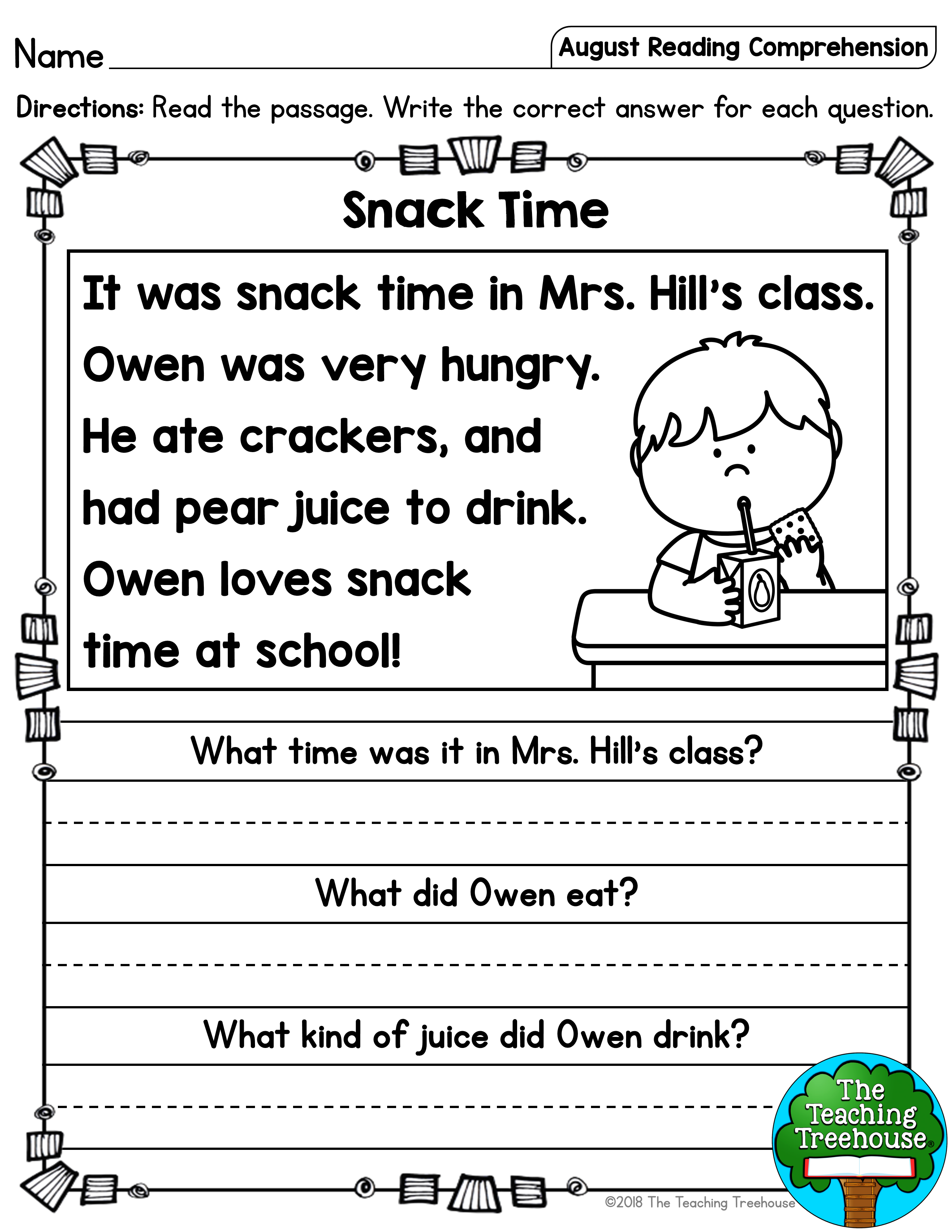 30 Reading Comprehension Worksheets Grade 1 Free Printable Kindergarten