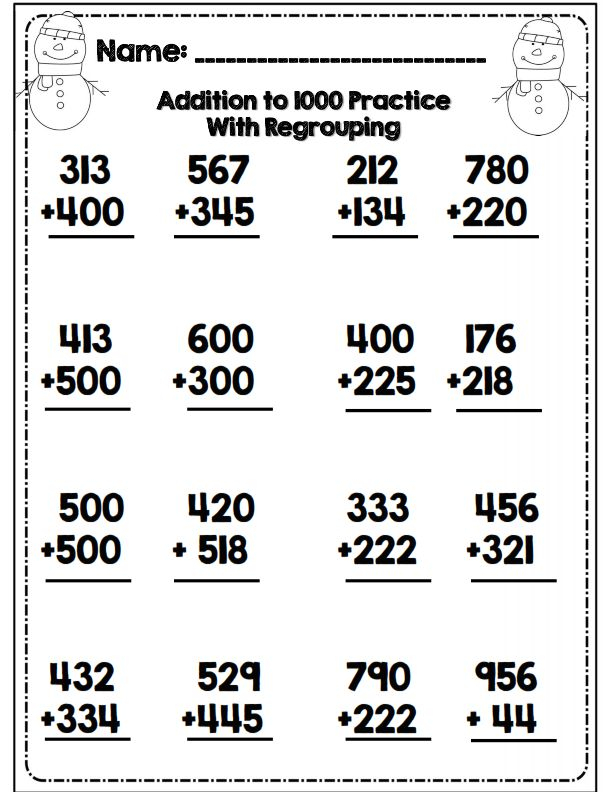 35 Addition Worksheets 3Rd Grade Regrouping