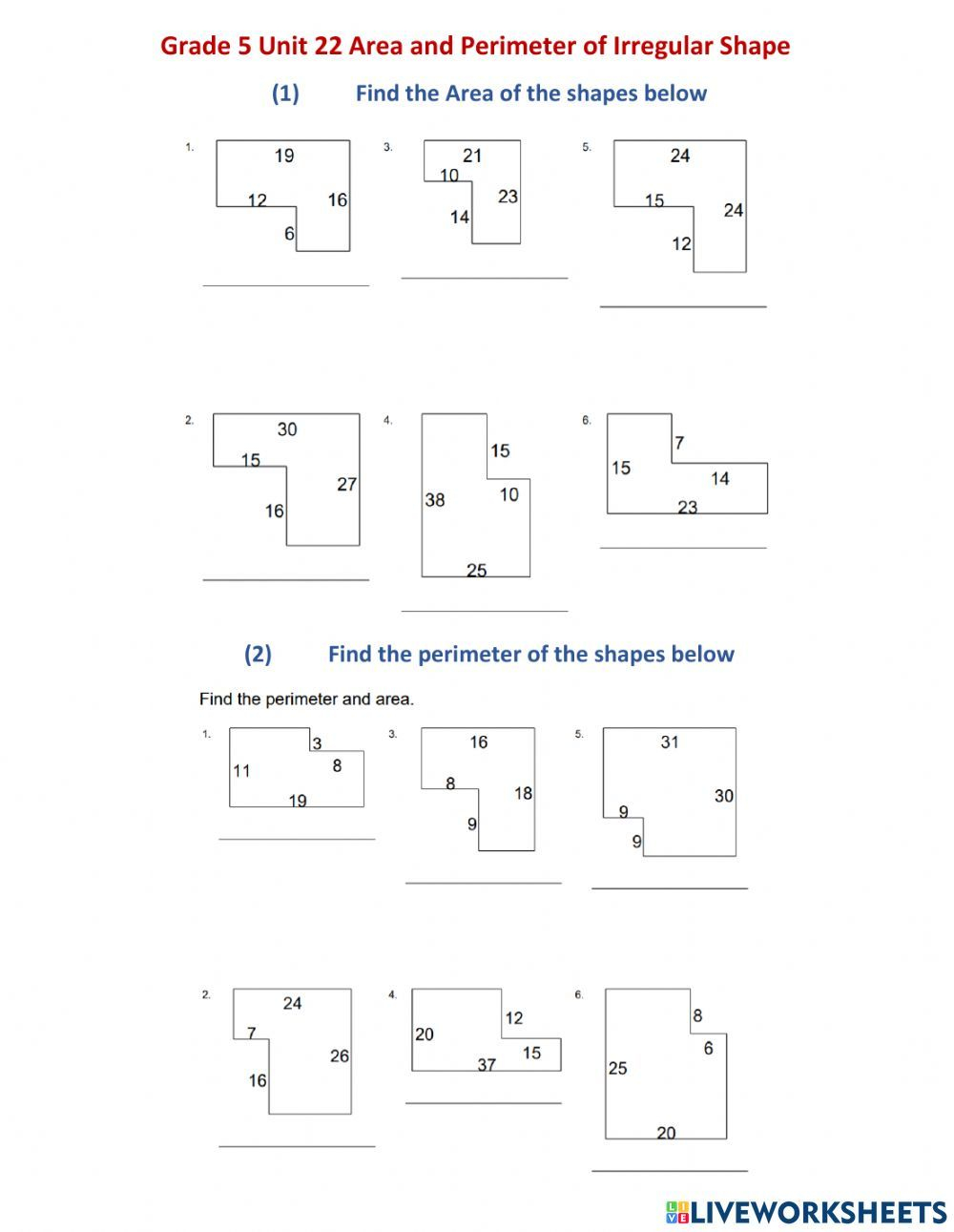 35 Area And Perimeter Worksheets Irregular Shapes