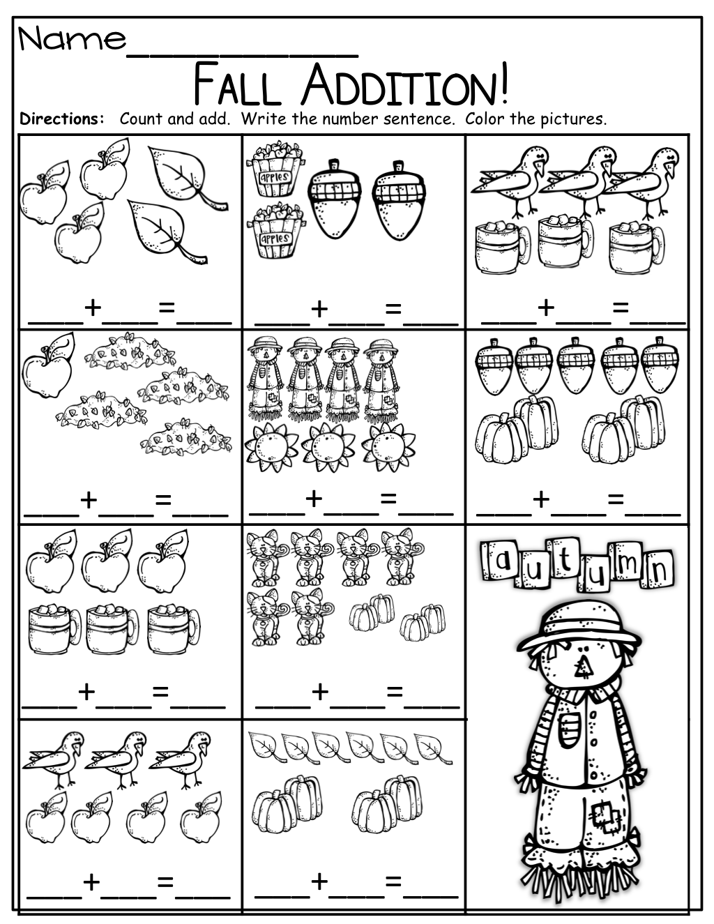 35 Autumn Math Worksheets For Kids