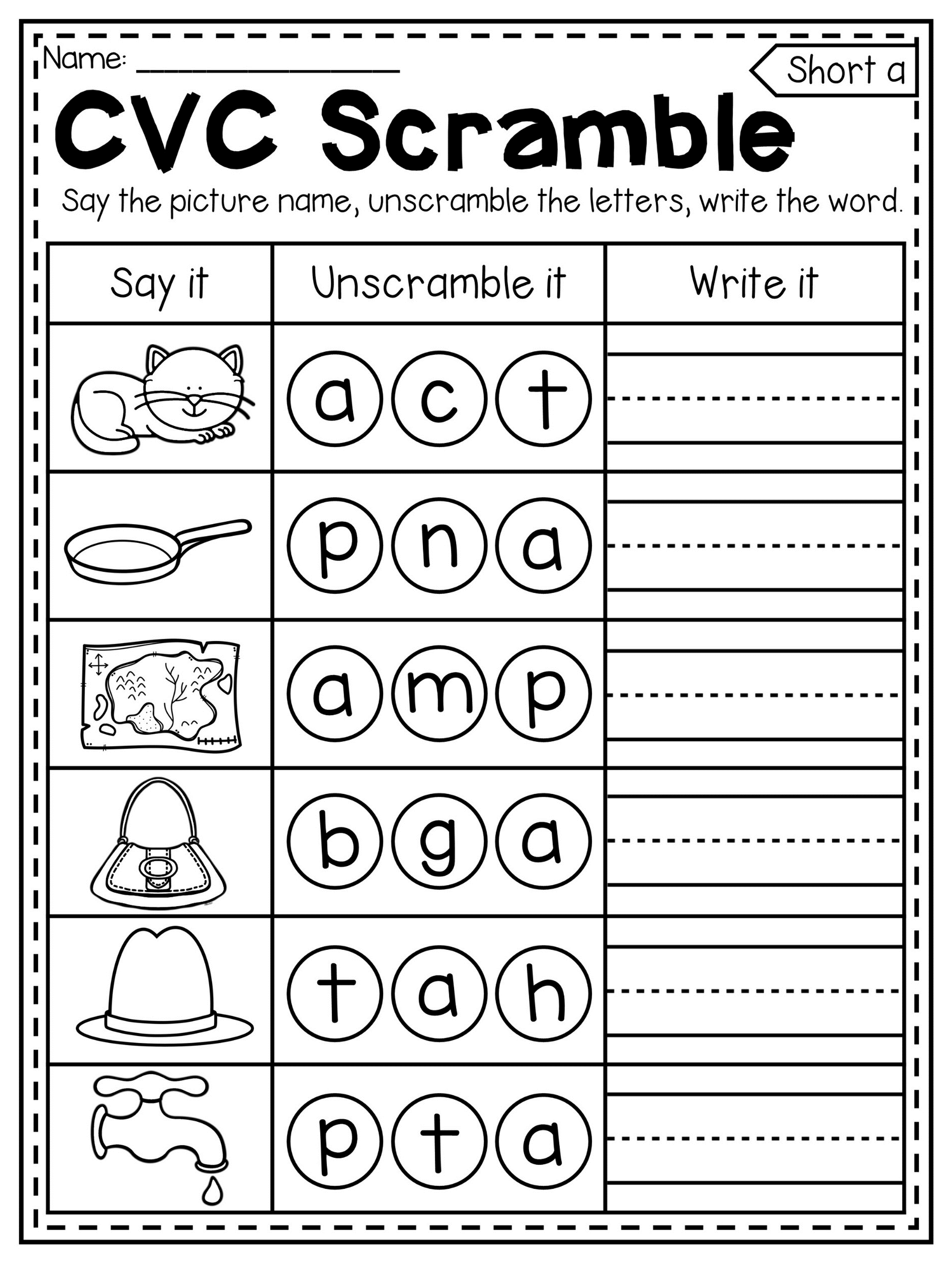 35 Cvc I Words Worksheets Kindergarten