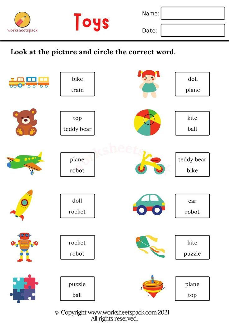 35 English Worksheets For Kindergarten Toys