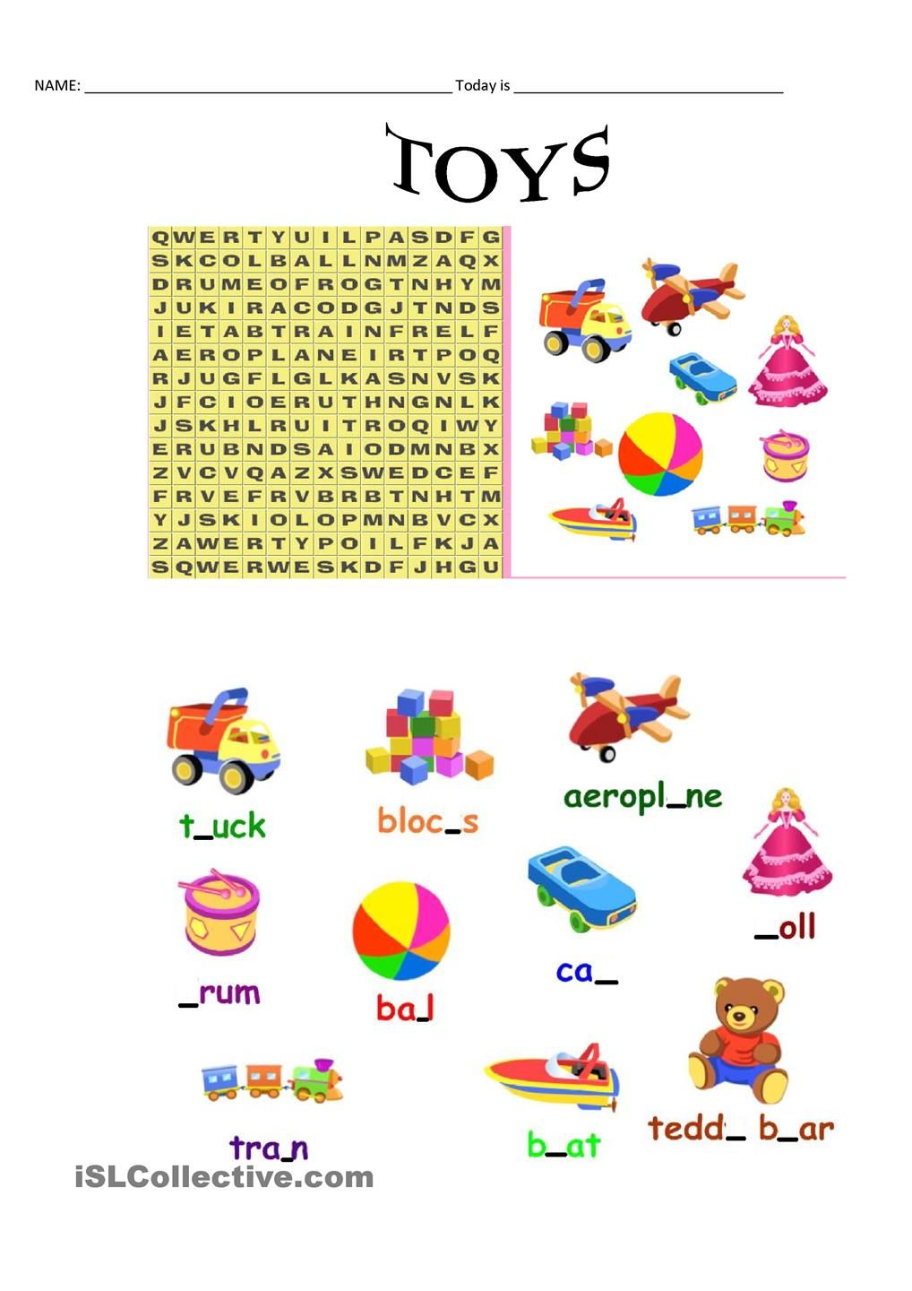 35 English Worksheets For Kindergarten Toys