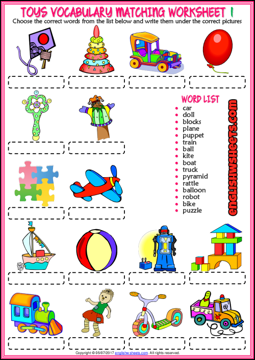 35 English Worksheets For Kindergarten Toys