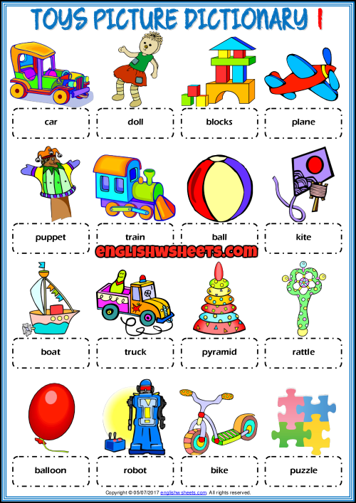 35 English Worksheets For Kindergarten Toys