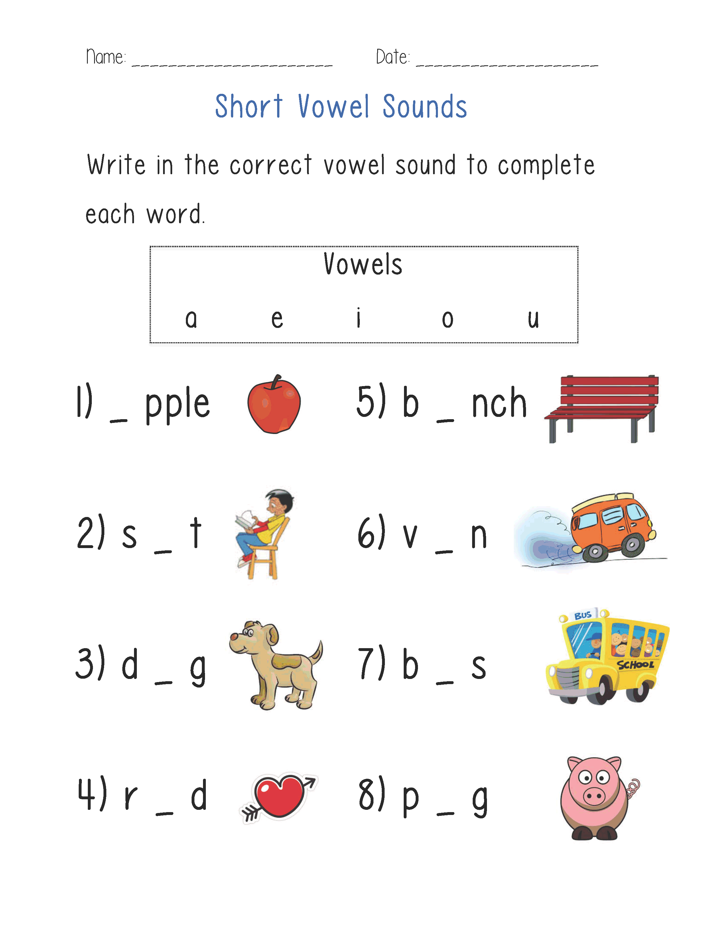 35 English Worksheets For Kindergarten Vowels