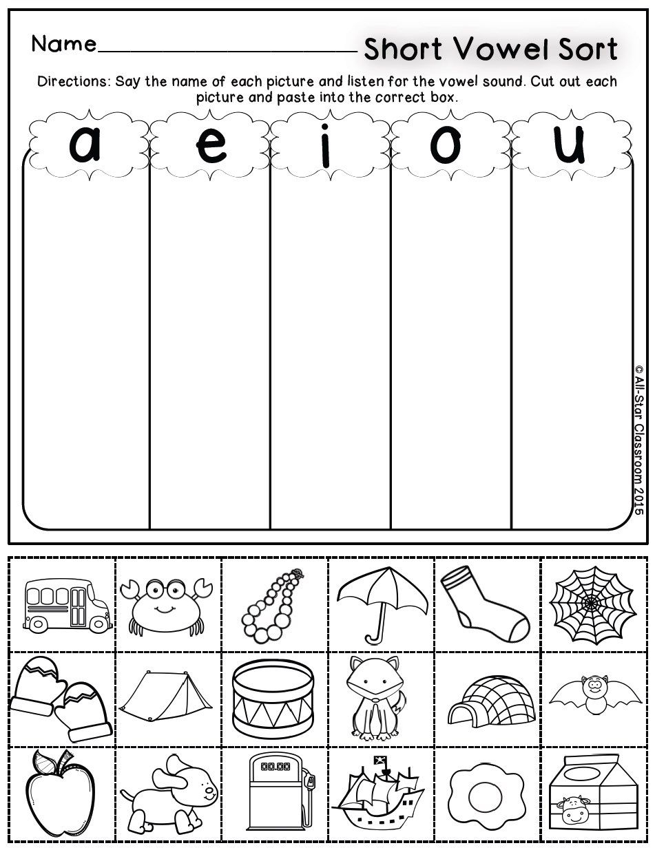 35 English Worksheets For Kindergarten Vowels