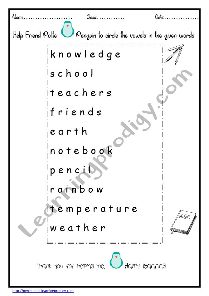 35 English Worksheets For Kindergarten Vowels