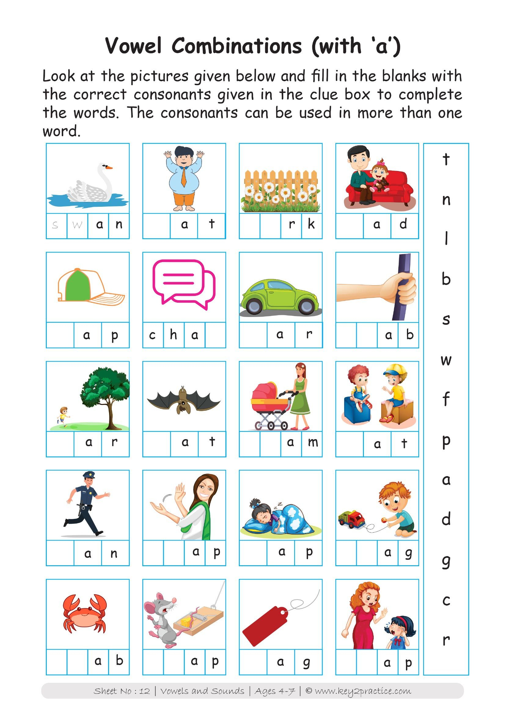 35 English Worksheets For Kindergarten Vowels