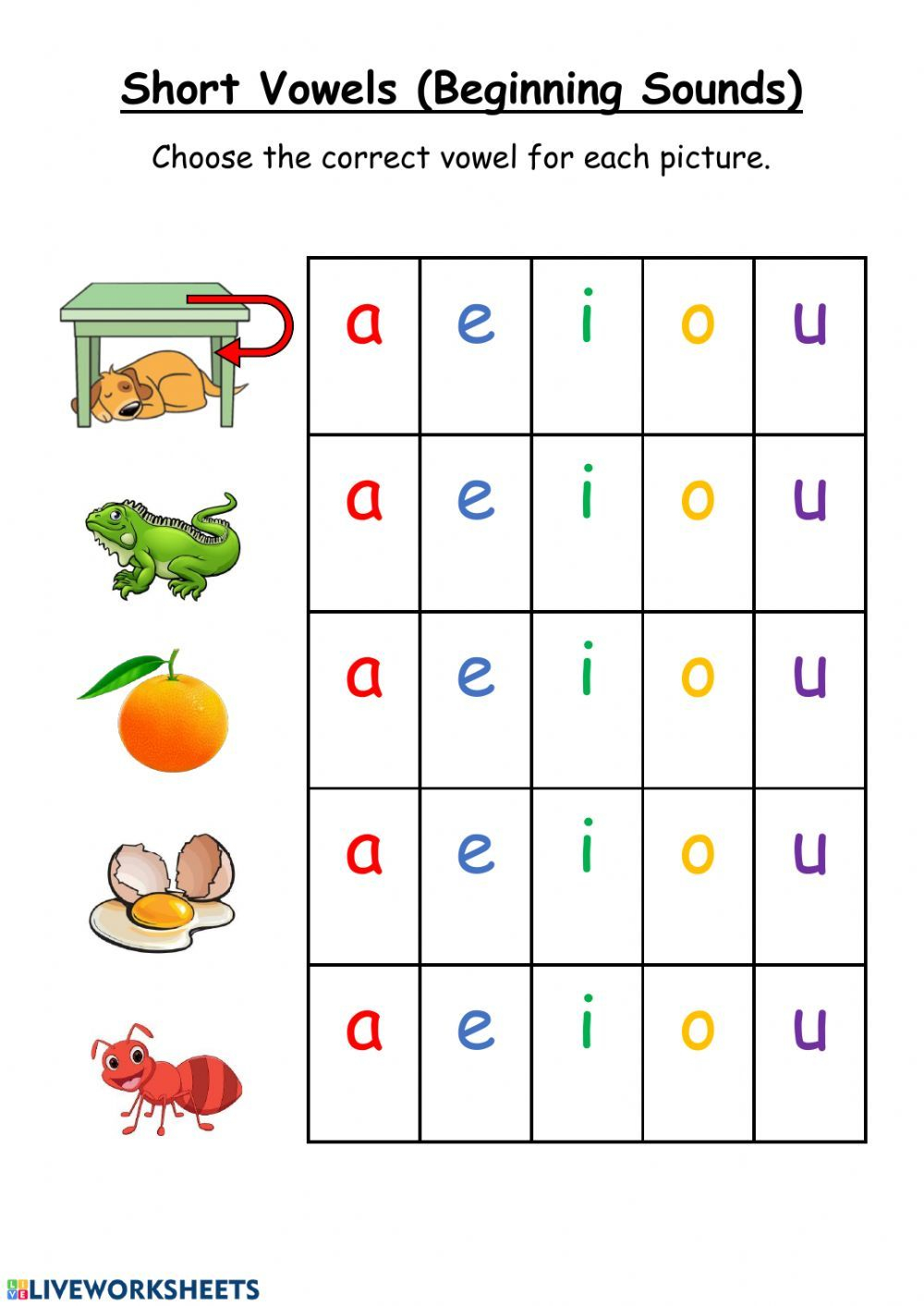 35 English Worksheets For Kindergarten Vowels