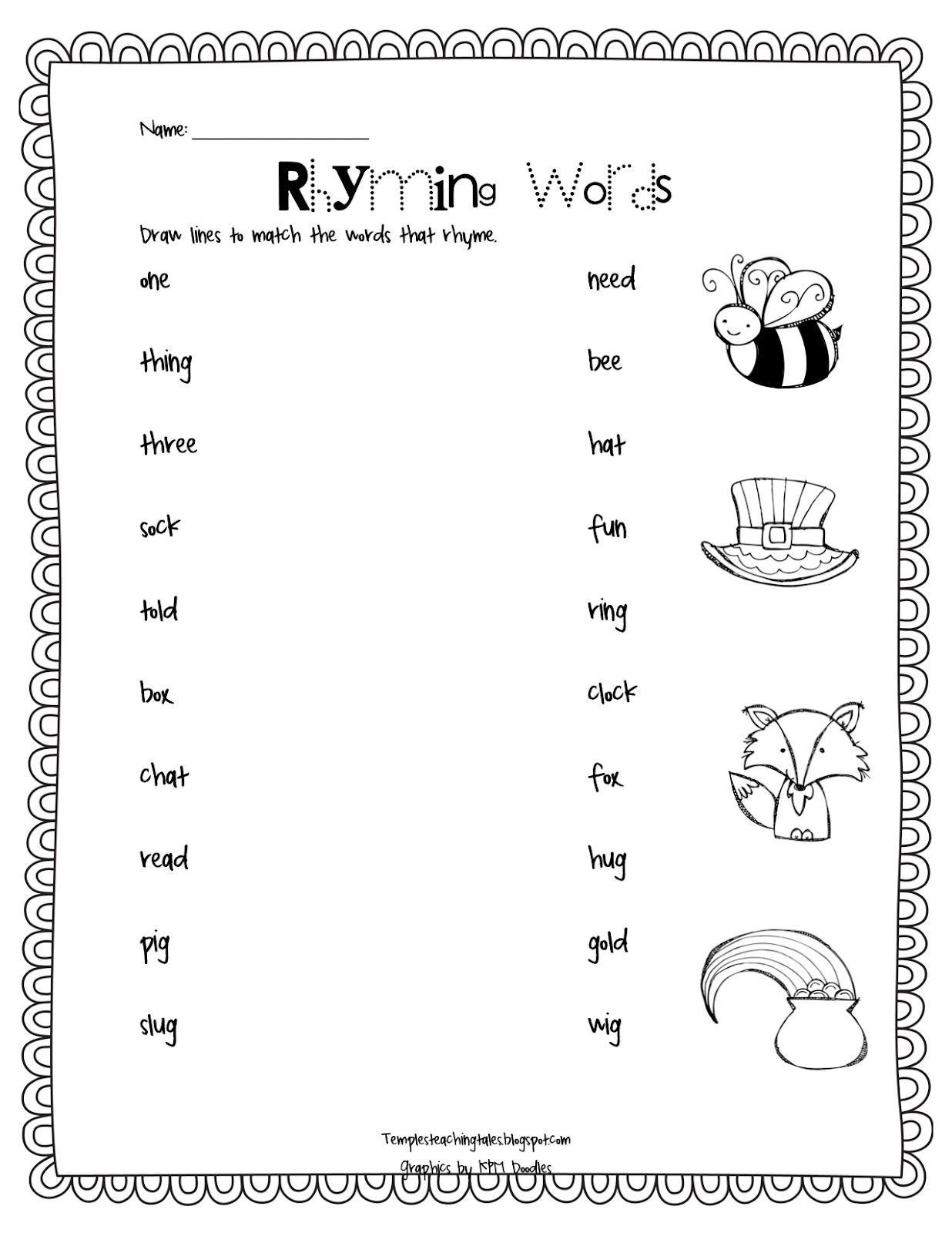 35 Kindergarten Rhyming Worksheets Free Printables