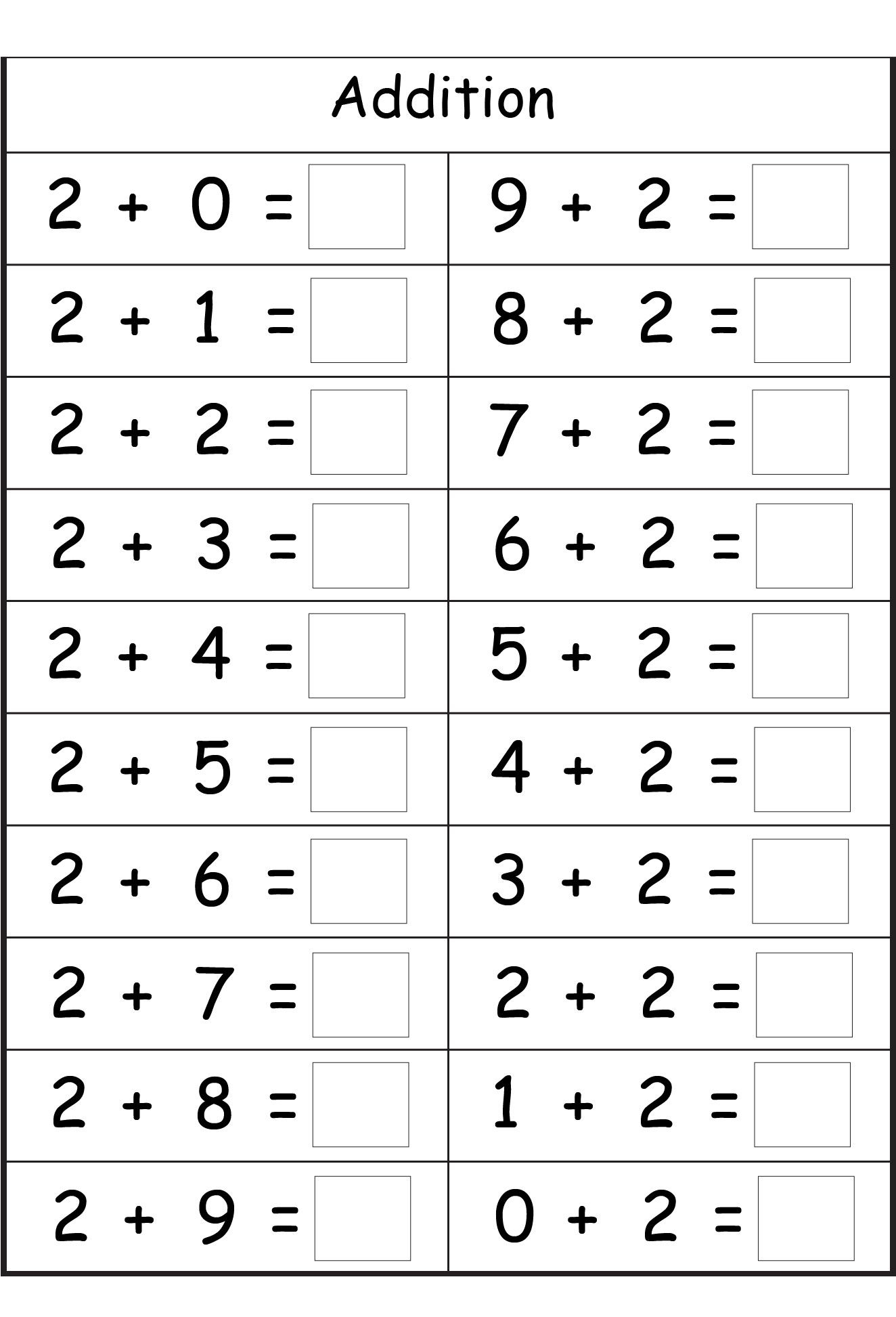 35 Worksheets Of Addition For Kids