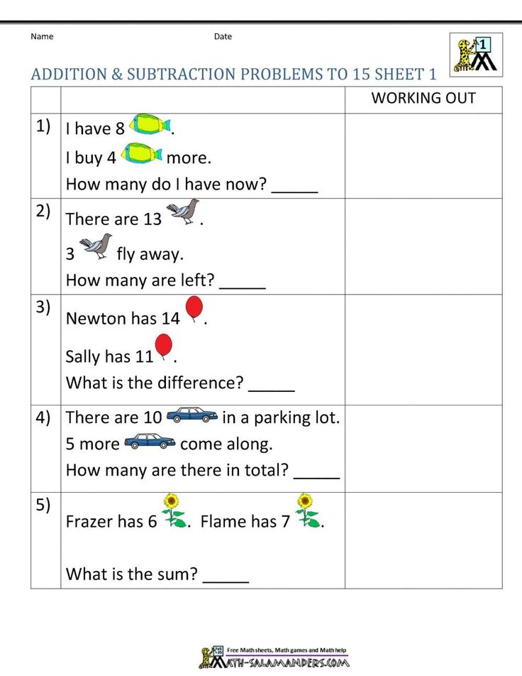 21 2Nd Grade Math Worksheets Free Printable Word Problems 1-10