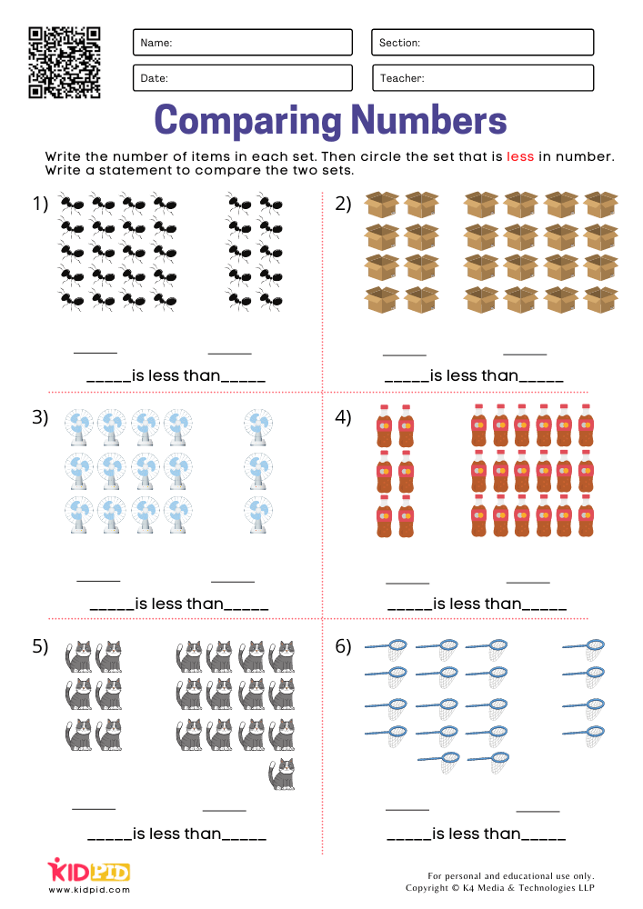 21 Comparing Numbers 1St Grade Worksheets