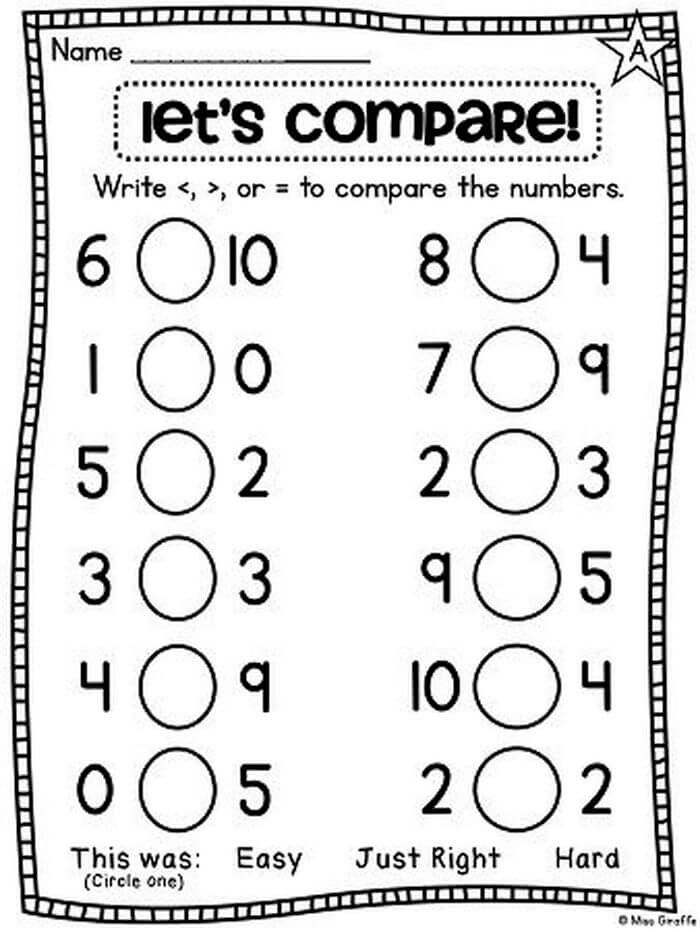 21 Comparing Numbers 1St Grade Worksheets