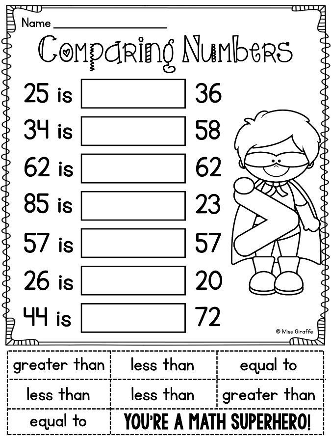 21 Comparing Numbers 1St Grade Worksheets