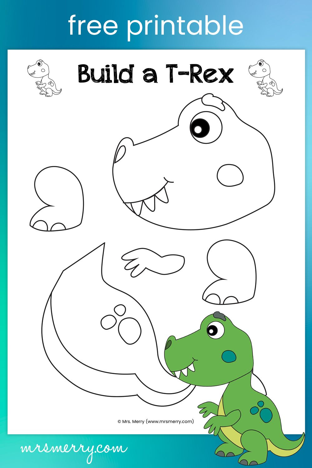 21 Cut And Paste Worksheets Dinosaur