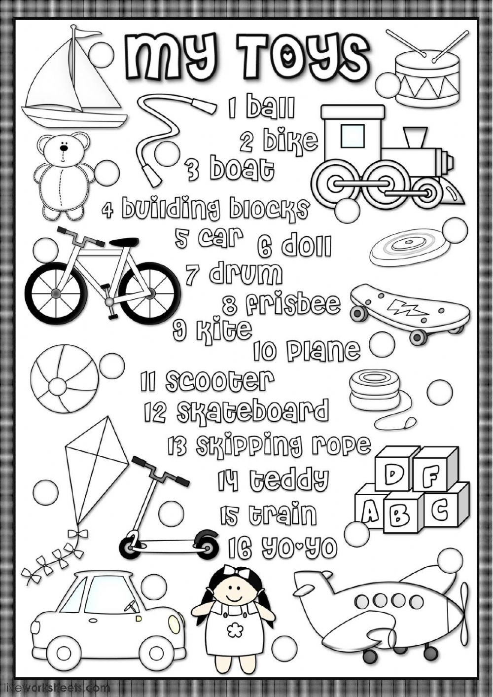 21 English Worksheets For Kindergarten Toys