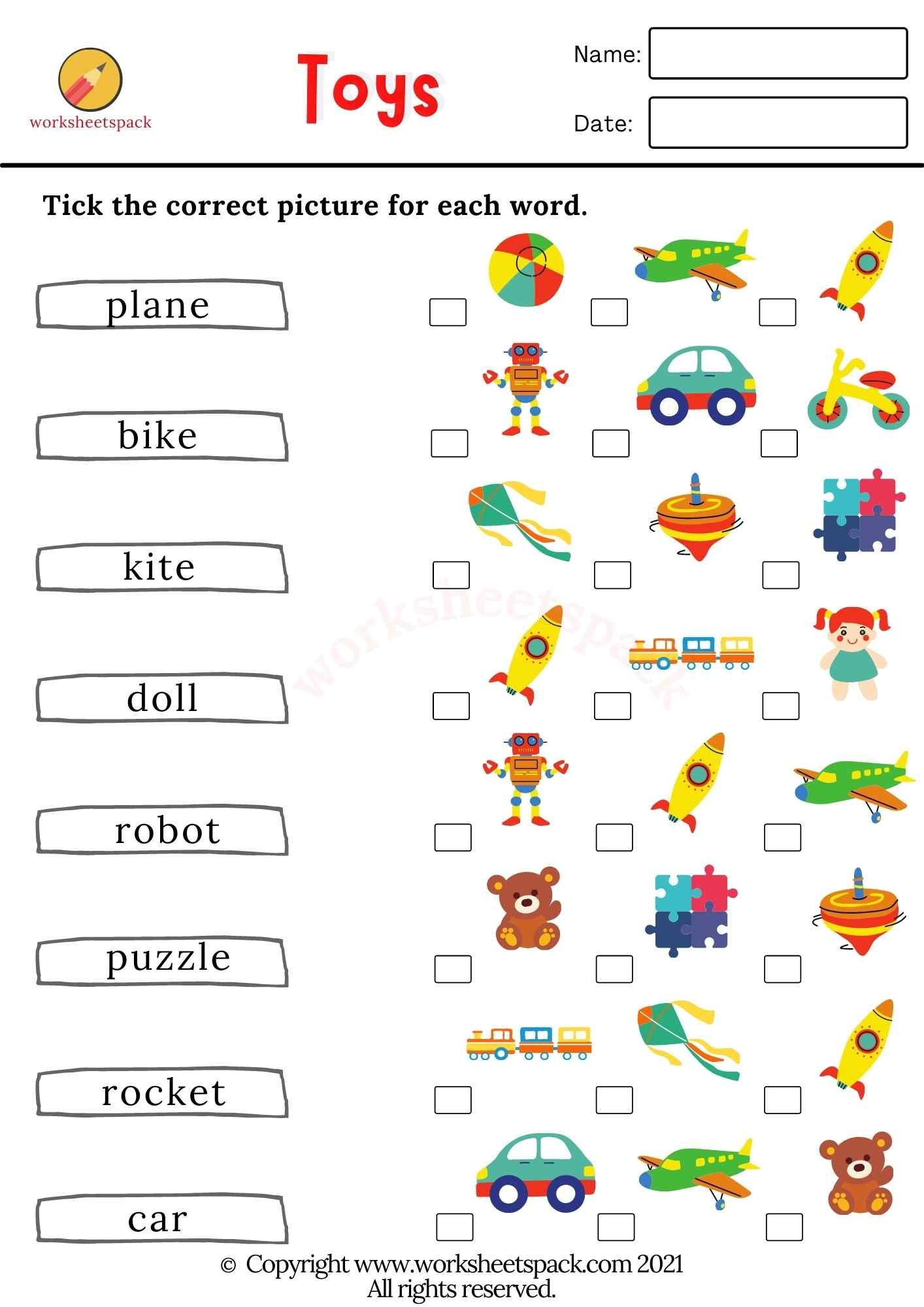 21 English Worksheets For Kindergarten Toys