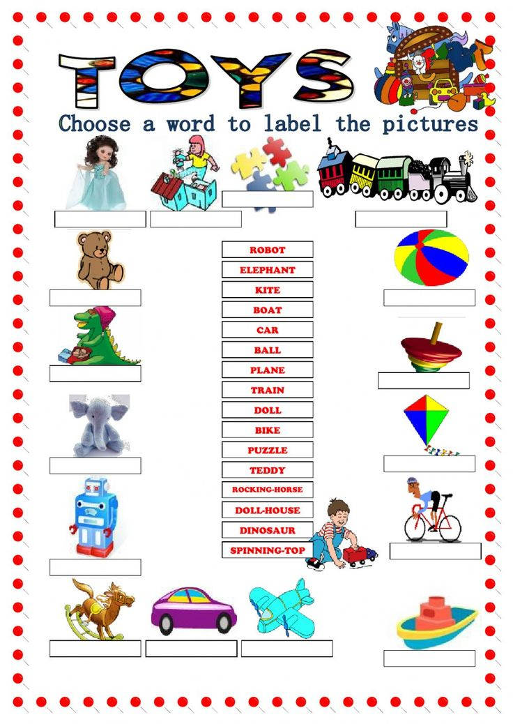 21 English Worksheets For Kindergarten Toys