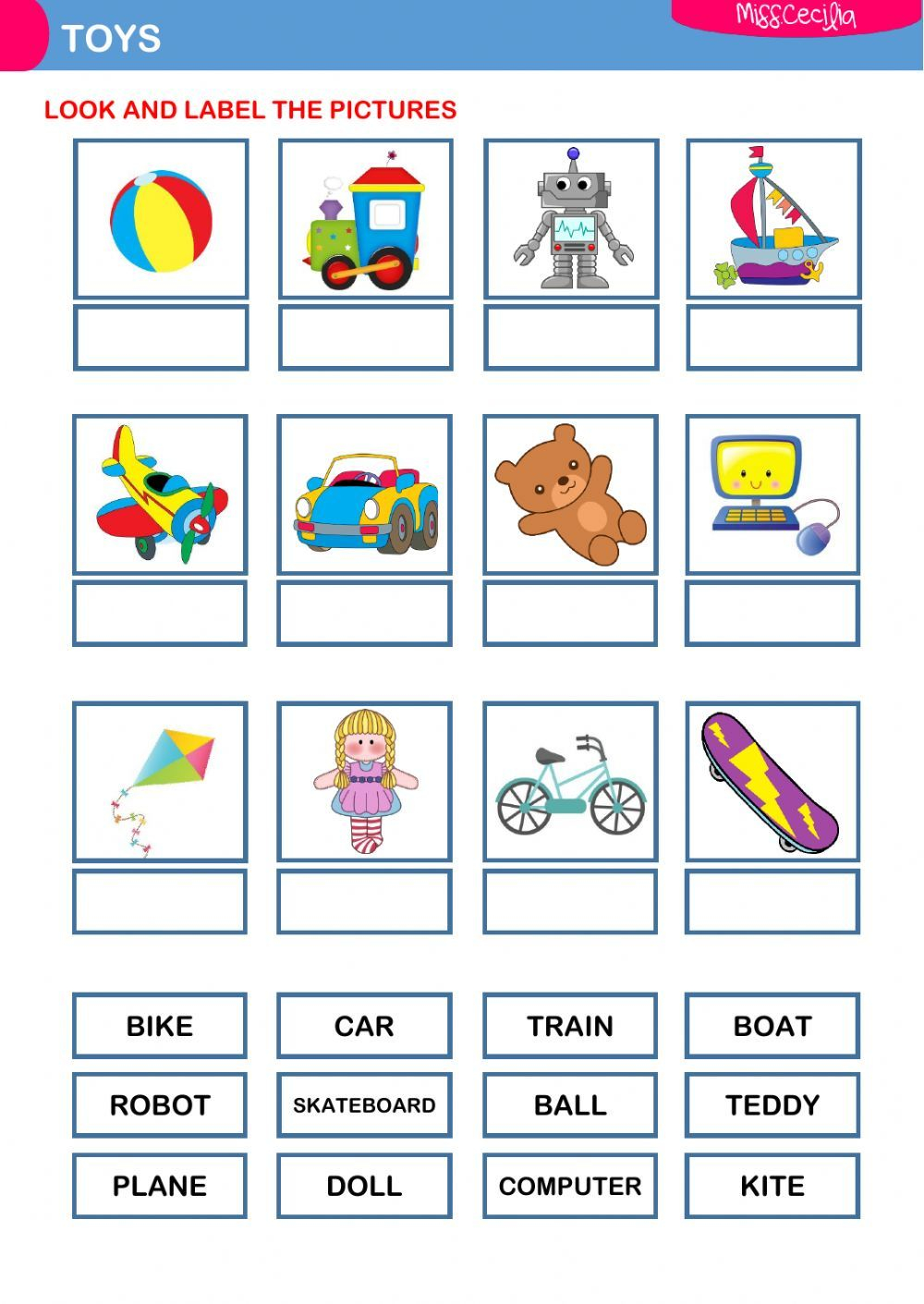 21 English Worksheets For Kindergarten Toys