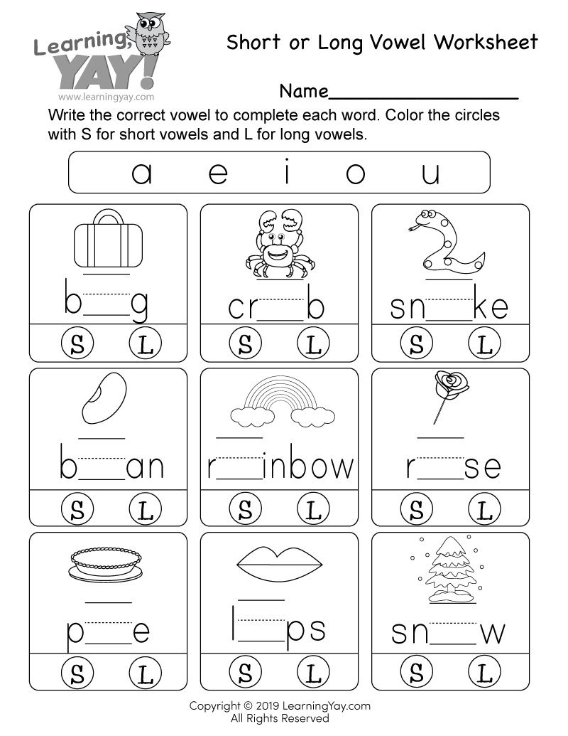 21 English Worksheets For Kindergarten Vowels