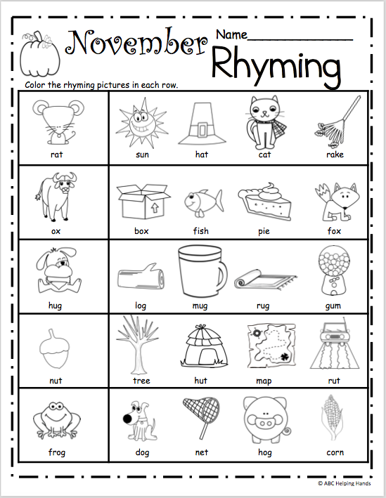 21 Kindergarten Rhyming Worksheets Free Printables