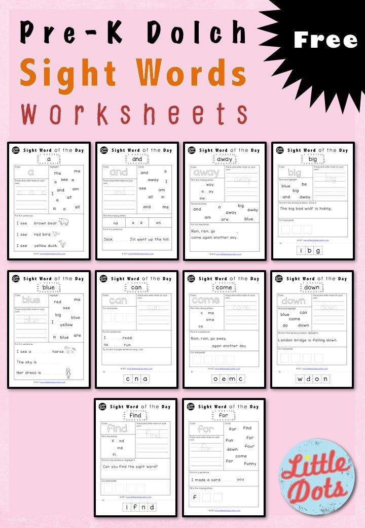 21 Kindergarten Worksheets Free Printables Sight Words Preschool