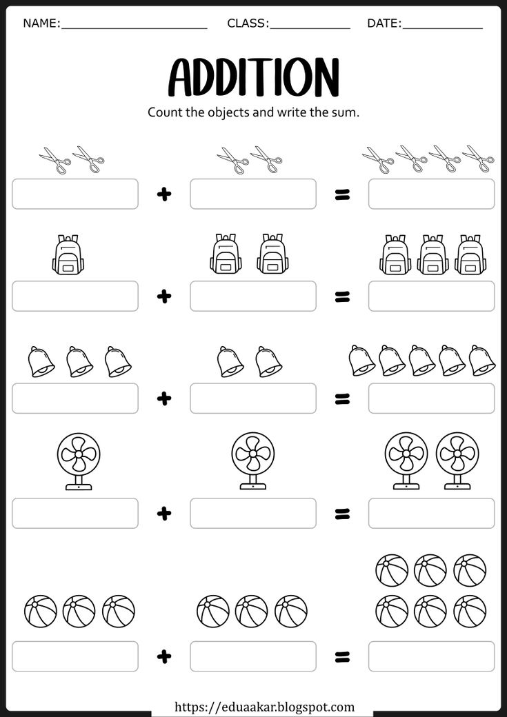 21 Maths Addition Worksheets Kindergarten Free