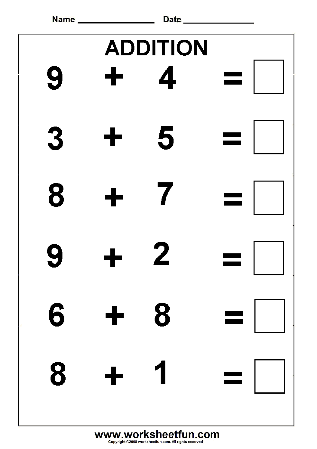 21 Maths Addition Worksheets Kindergarten Free