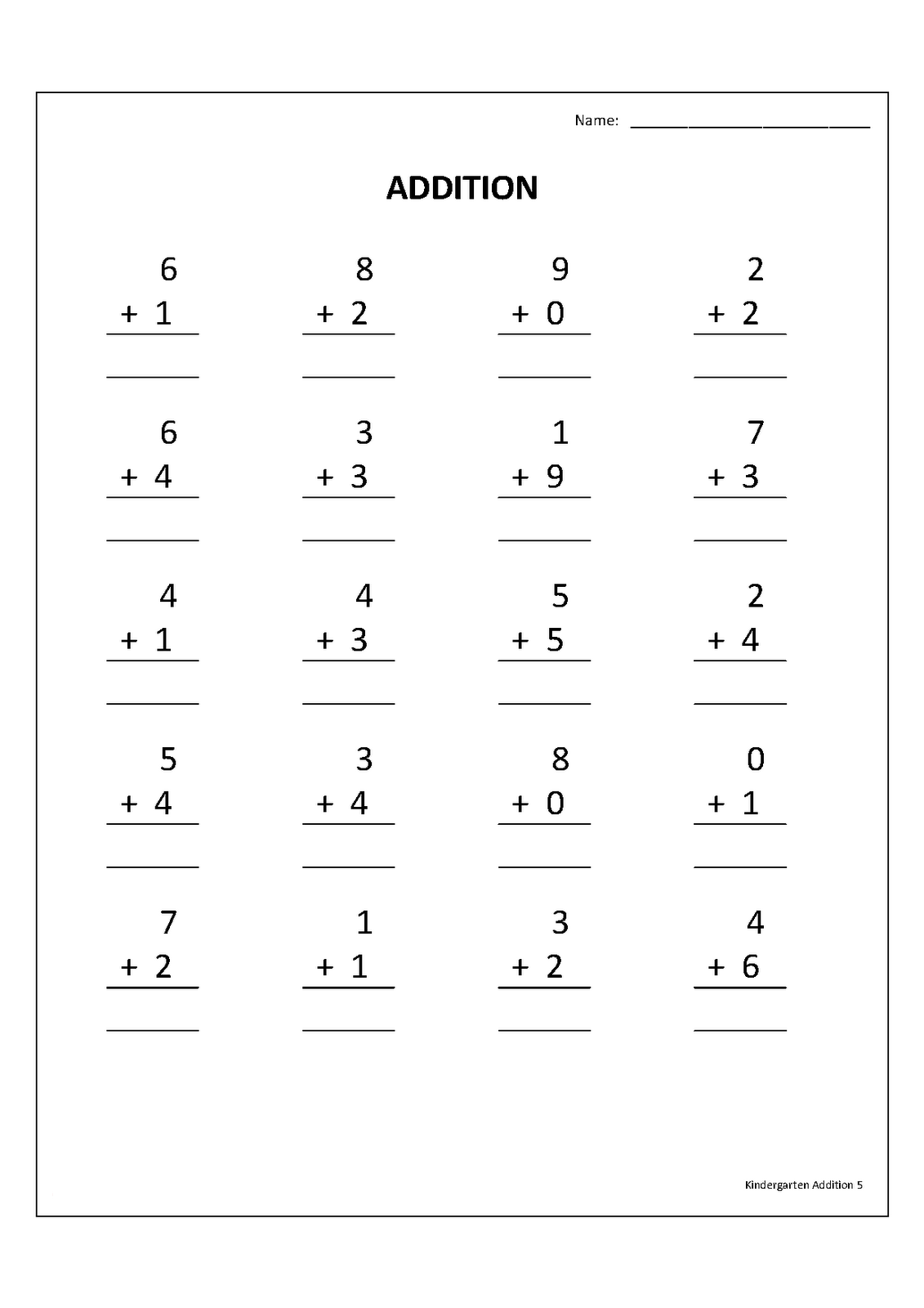 21 Maths Addition Worksheets Kindergarten Free